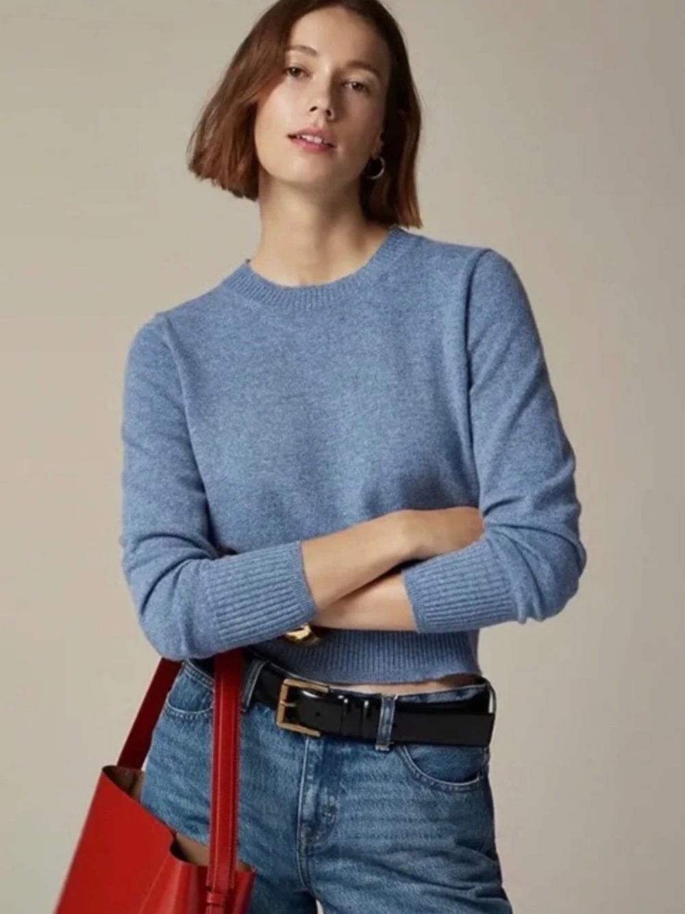 J. Crew Shrunken Crewneck Cashmere Sweater